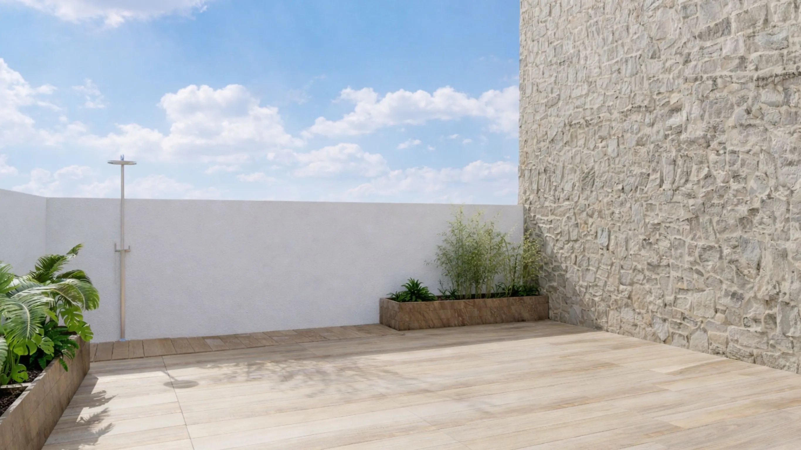 Minimalist luxury patio with premium stone pavers and a clean architectural finish by Dream Patios LA in Los Angeles.