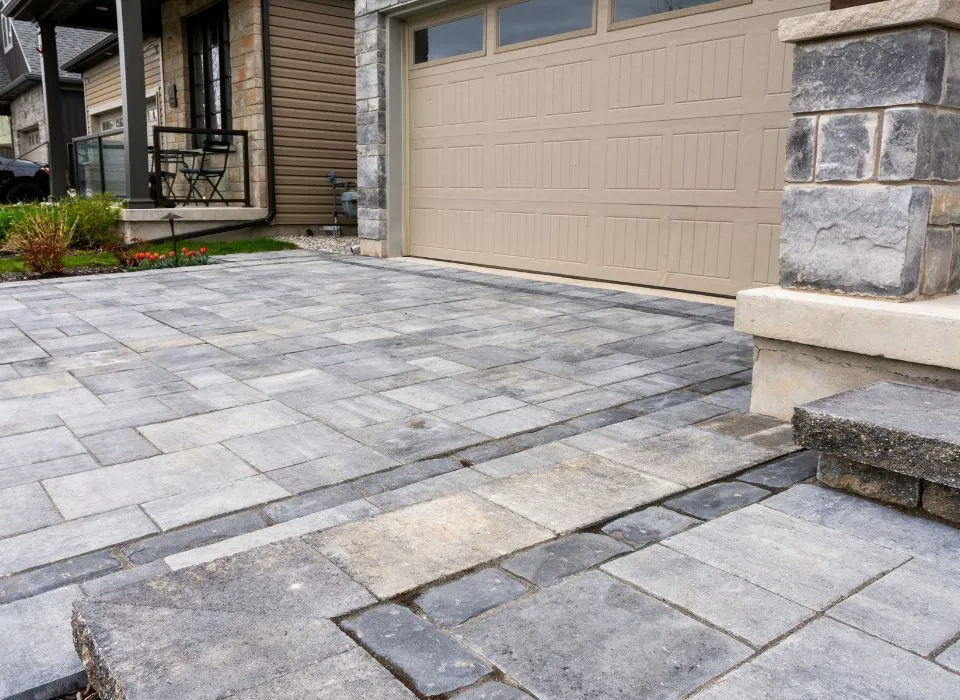 Premium paver driveway and grand entrance upgrade for a luxury Los Angeles residence by Dream Patios LA.